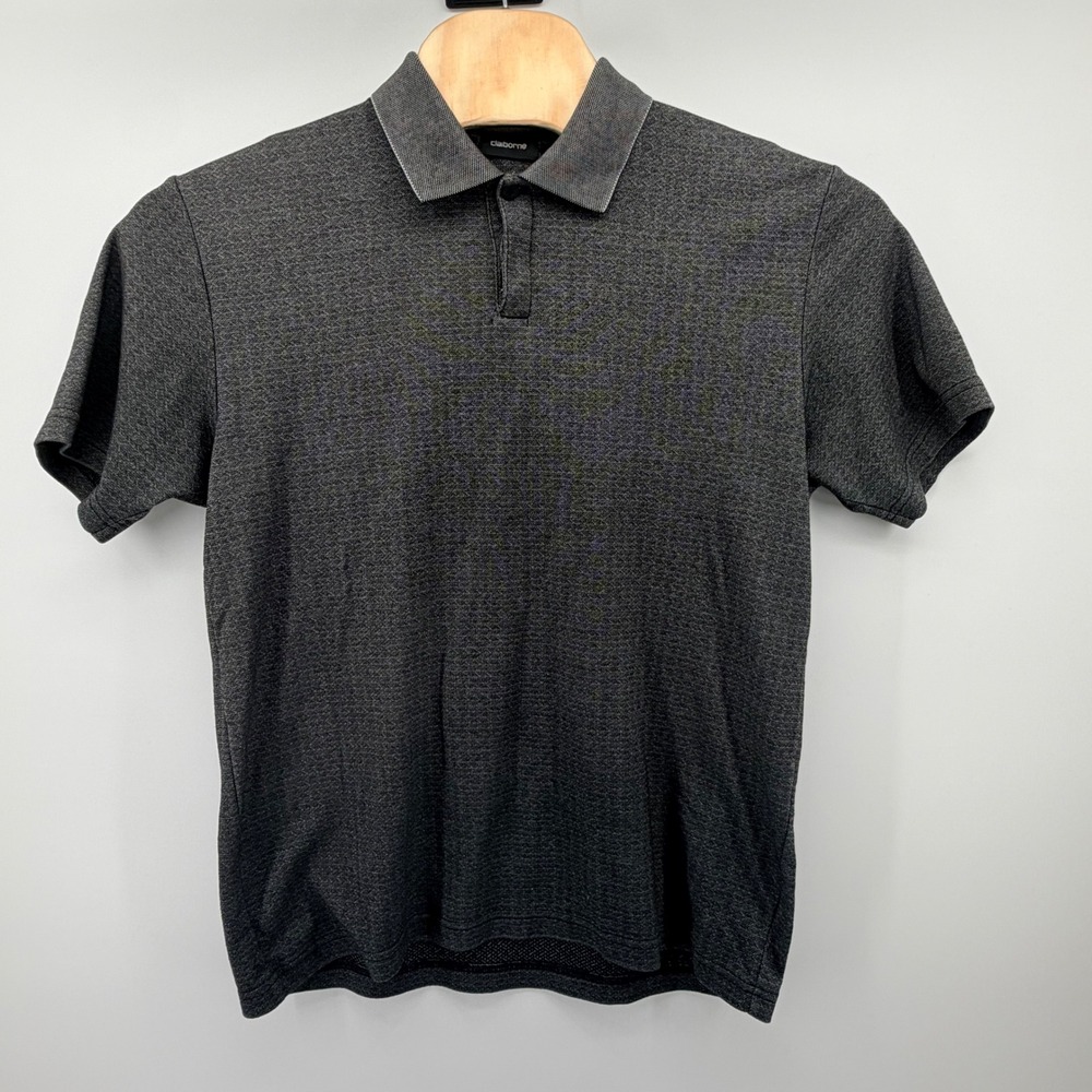 Claiborne Polo Shirt Mens Large Gray Pima Cotton Short Sleeve Textured Knit
